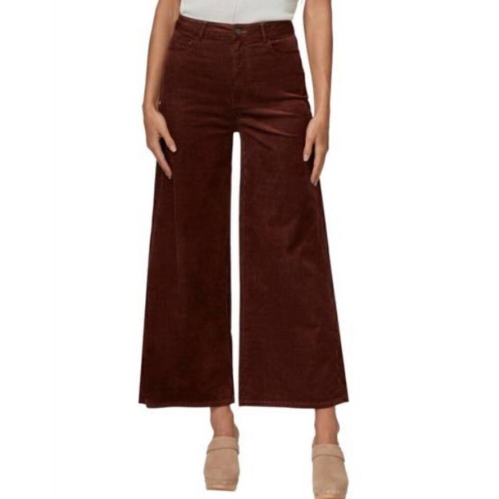 Paige High-Rise Wide Leg Velvet Pant - Brown Velvet